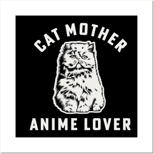 Cat Mother Anime Lover Cat Mom Japanese Anime Girl Posters and Art